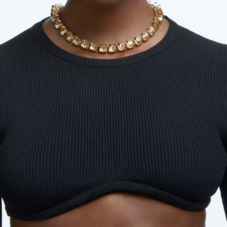 (Women) Swarovski Matrix Ortyx Pyramid Cut Yellow Crystal Necklace for Women 5613679 圖 4