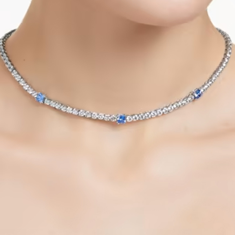(Women) Swarovski Matrix Tennis Adjustable Platinum-Plated Zirconia Necklace Silver Women. 5666167 圖 5