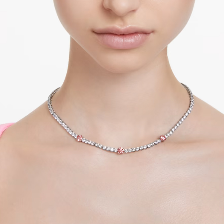 (Women) Swarovski Matrix Tennis Rhodium-Plated Necklace Silver for Women. 5666165 圖 5