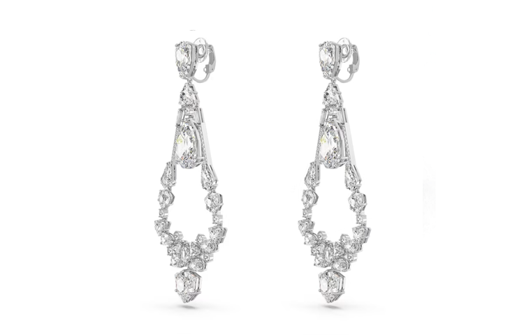 (Women) Swarovski Mesmera Mixed-Cut Crystal Earrings for Women - Silver. 5665827 圖 3