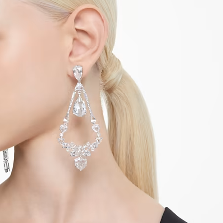 (Women) Swarovski Mesmera Mixed-Cut Crystal Earrings for Women - Silver. 5665827 圖 6