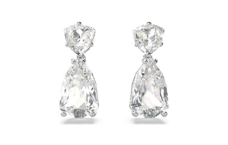 (Women) Swarovski Mesmera Rhodium-Plated Teardrop Silver Earrings for Women. 5661683