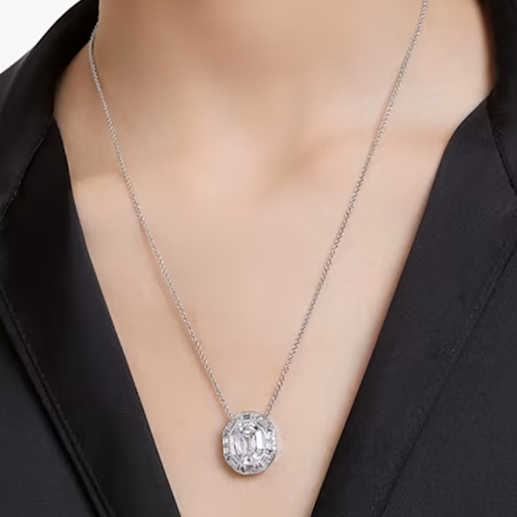 (Women) Swarovski Mesmera Rhodium-Plated Zirconia Crystal Pendant Necklace Silver 5669914 圖 4