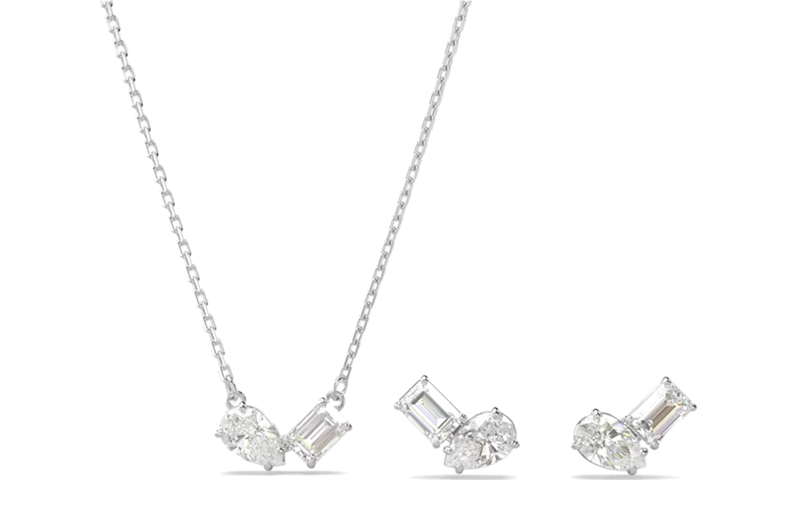 (Women) Swarovski Mesmera Symmetrical Silver Earrings Set for Women. 5665829 圖 2