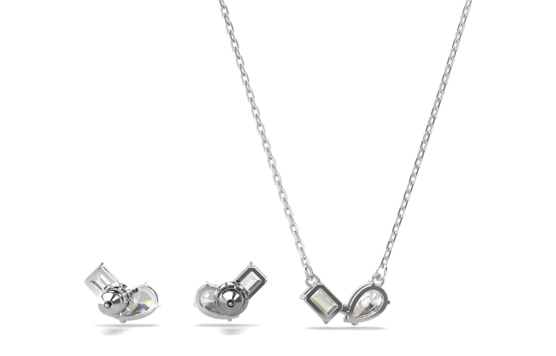 (Women) Swarovski Mesmera Symmetrical Silver Earrings Set for Women. 5665829 圖 4