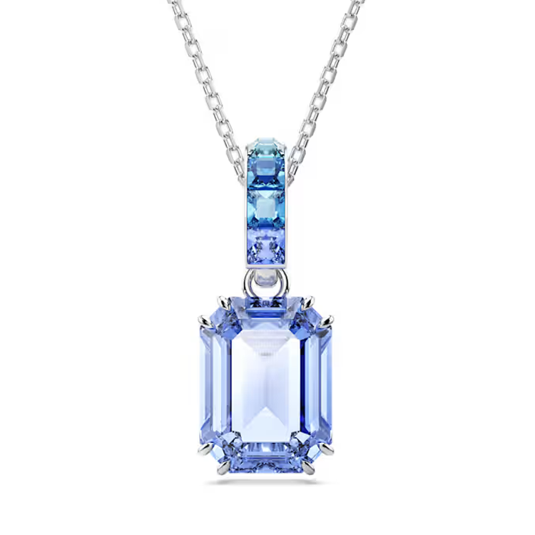 (Women) Swarovski Millenia Blue Octagon-Cut Crystal Rhodium-Plated Necklace for Women. 5696518