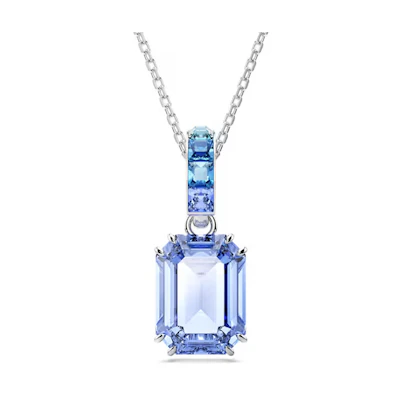 (Women) Swarovski Millenia Blue Octagon-Cut Crystal Rhodium-Plated Necklace for Women. 5696518