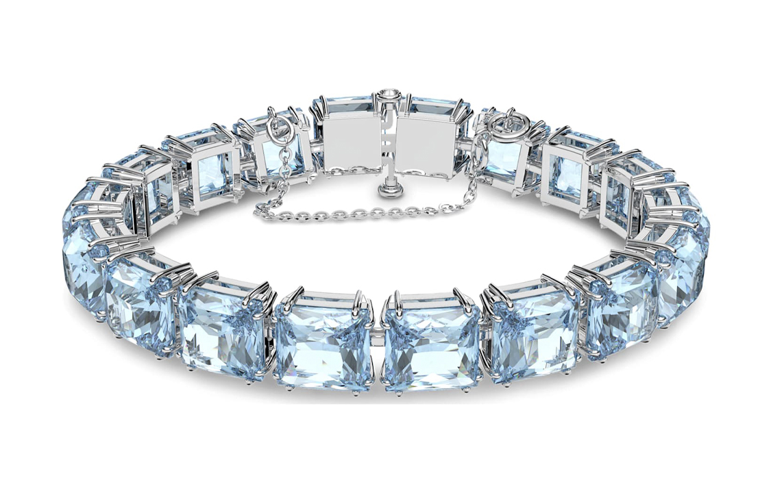 (Women) Swarovski Millenia Blue Square-Cut Crystal Rhodium-Plated  Bracelet. 5614924