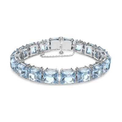 (Women) Swarovski Millenia Blue Square-Cut Crystal Rhodium-Plated Bracelet. 5614924