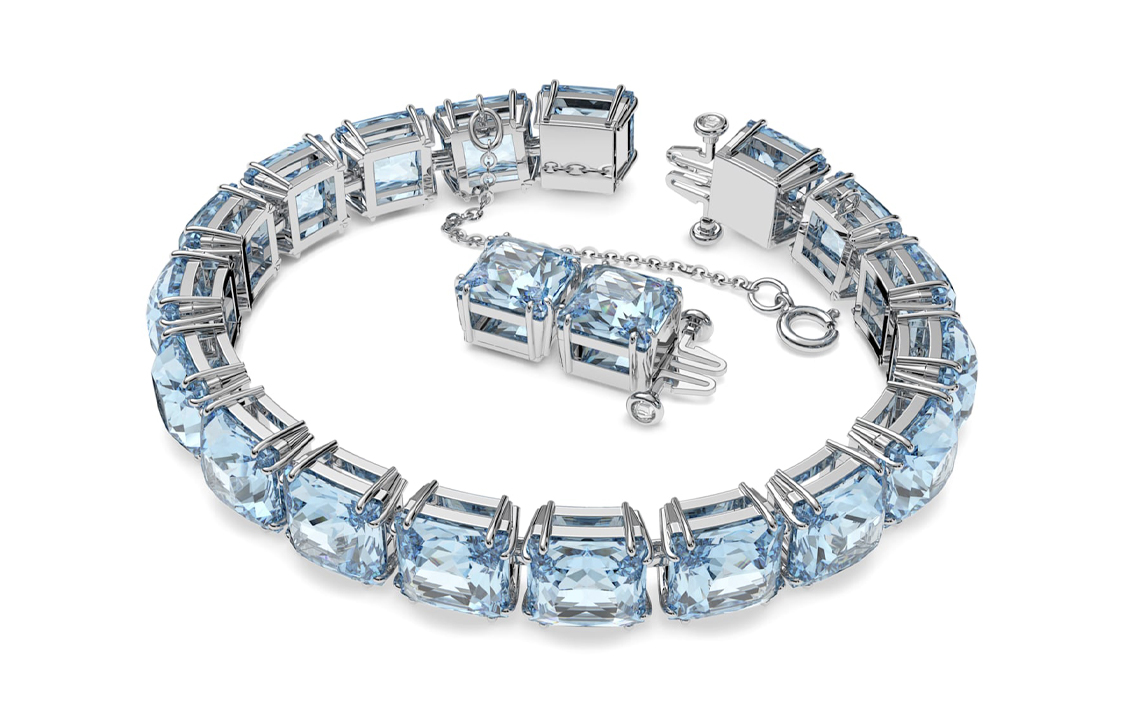 Lookbook (W) 施華洛世奇 Millenia 藍色方形水晶鍍銠手鍊 5614924