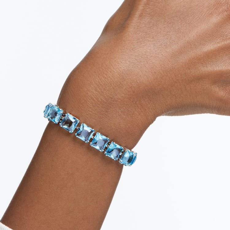 Shop (W) 施華洛世奇 Millenia 藍色方形水晶鍍銠手鍊 5614924