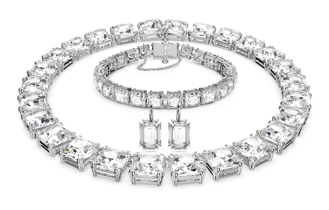 (Women) Swarovski Millenia Mixed-Cut Rhodium-Plated Necklace Set for Women - Silver White 5656351 圖 2