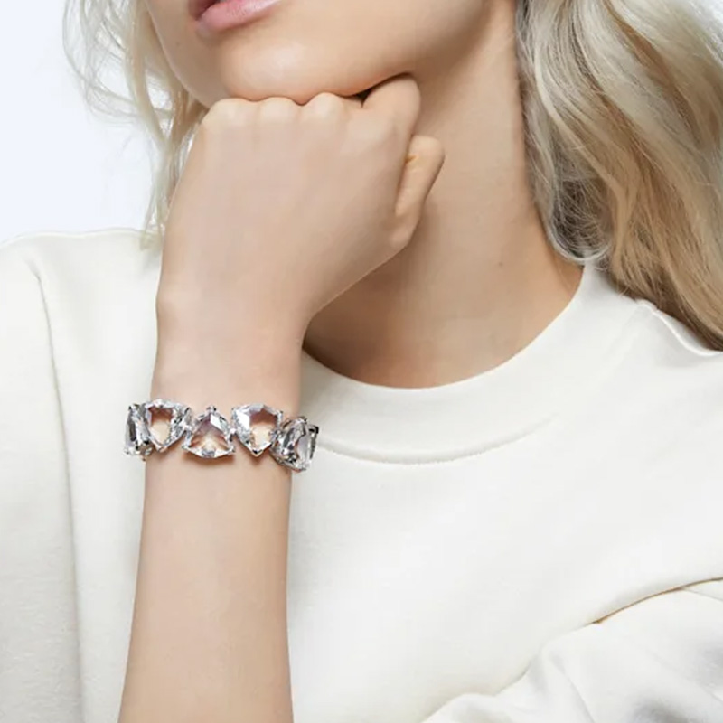 (Women) Swarovski Millenia Triangle-Cut Crystal Bracelet Rhodium-Plated Women’s White 5599194 圖 4