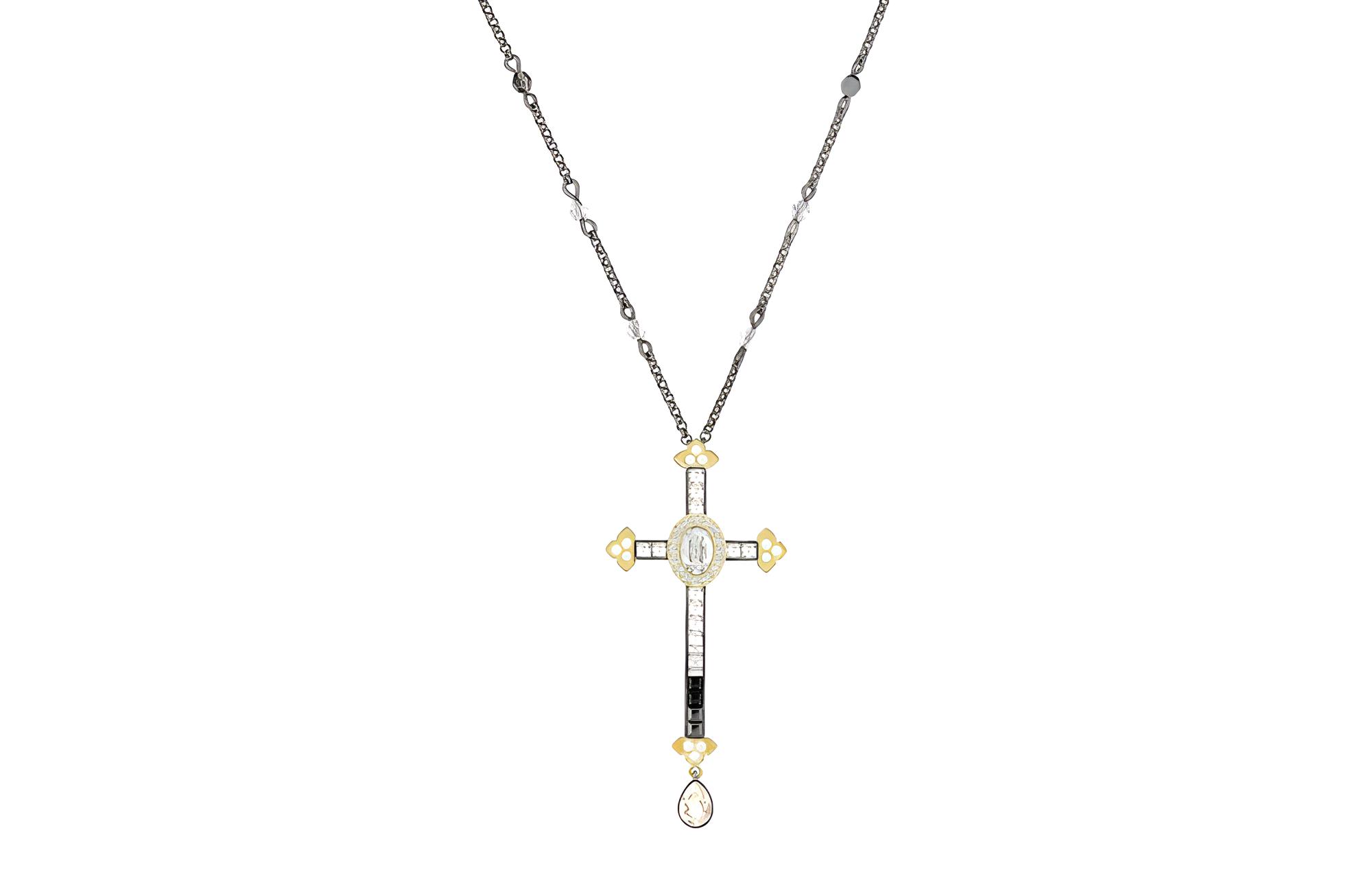 (Women) Swarovski Millennium Cross Pendant Necklace for Women Silver Crystal. 5409396