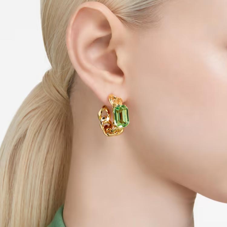 (Women) Swarovski Millennium Octagon Cut Crystal Gold-Plated Green Earrings for Women. 5671253 圖 5