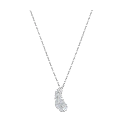 (Women) Swarovski Nice Series Silver Feather Rhodium-Plated Necklace for Women White 5482914