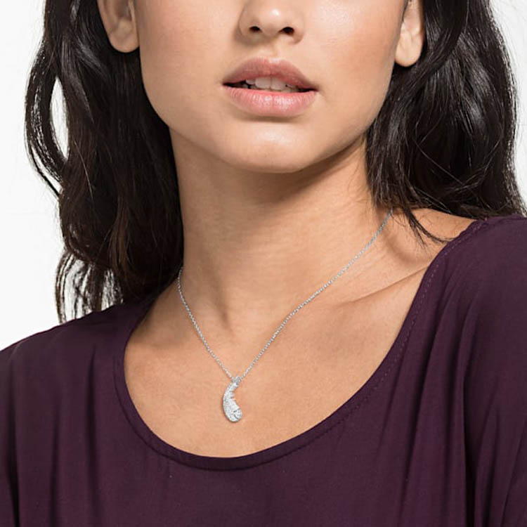 Purchase (W) 施華洛世奇 Nice系列銀色羽毛鍍銠女項鍊 白色 5482914