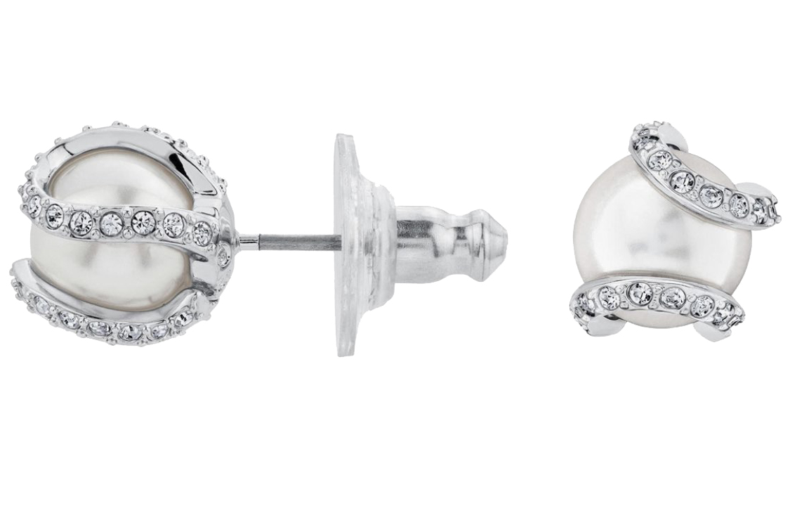 Shop (W) 施華洛世奇裸色水晶珍珠項鍊耳環套組女款 5528964