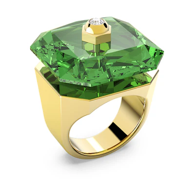 (Women) Swarovski Numina Octagon Cut Green Crystal Ring for Women Gold-Tone 5620763