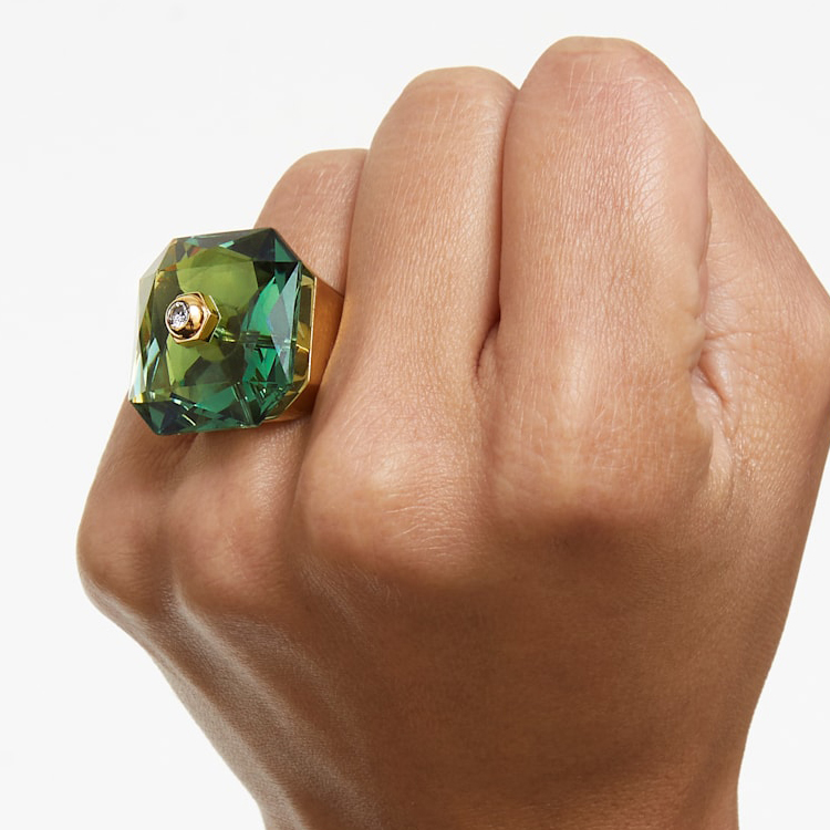 Shop (W) スワロフスキー ヌミナ オクタゴンカット グリーンクリスタル リング ゴールド 5620763