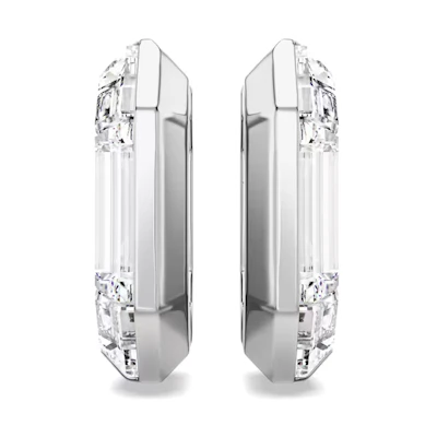 (Women) Swarovski Octagon Crystal Design Earrings - White. 5696289