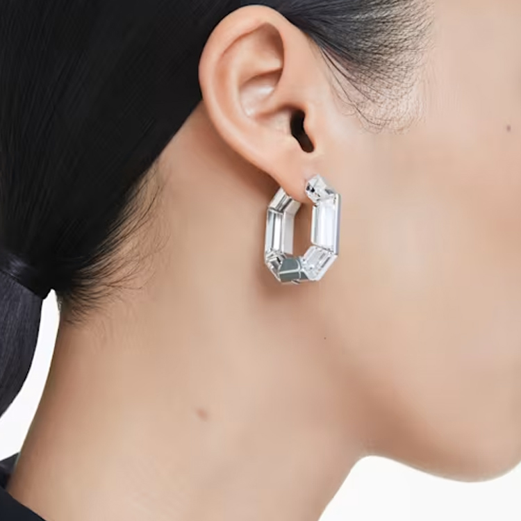 (Women) Swarovski Octagon Crystal Design  Earrings - White. 5696289 圖 6