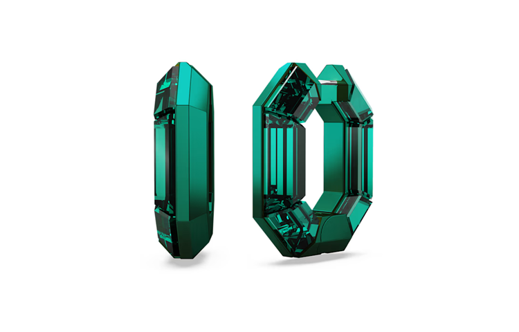 (Women) Swarovski Octagon Design Green Crystal Aluminum Earrings for Women 5680786 圖 2