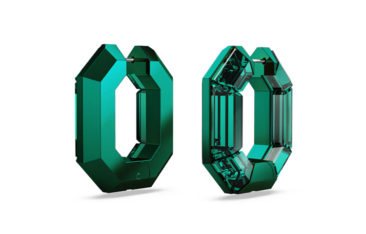 (Women) Swarovski Octagon Design Green Crystal Aluminum Earrings for Women 5680786 圖 4