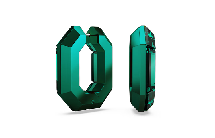 (Women) Swarovski Octagon Design Green Crystal Aluminum Earrings for Women 5680786 圖 5