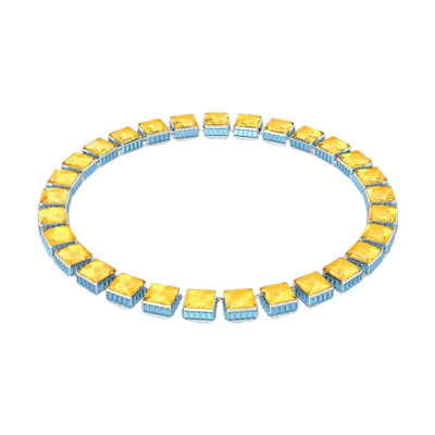 (Women) Swarovski Orbita Rhodium-Plated Necklace with Square-Cut Crystals for Women. 5618252