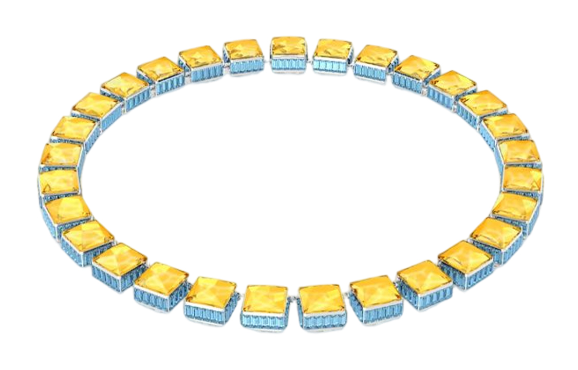 (Women) Swarovski Orbita Rhodium-Plated Necklace with Square-Cut Crystals for Women. 5618252 圖 2