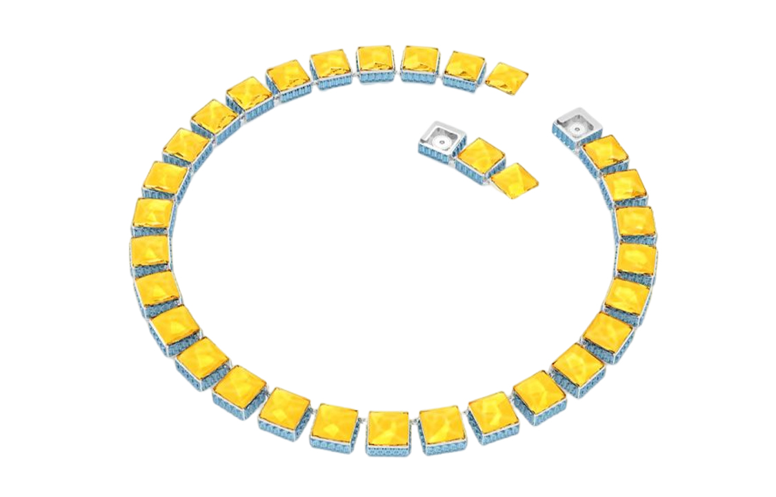 (Women) Swarovski Orbita Rhodium-Plated Necklace with Square-Cut Crystals for Women. 5618252 圖 3