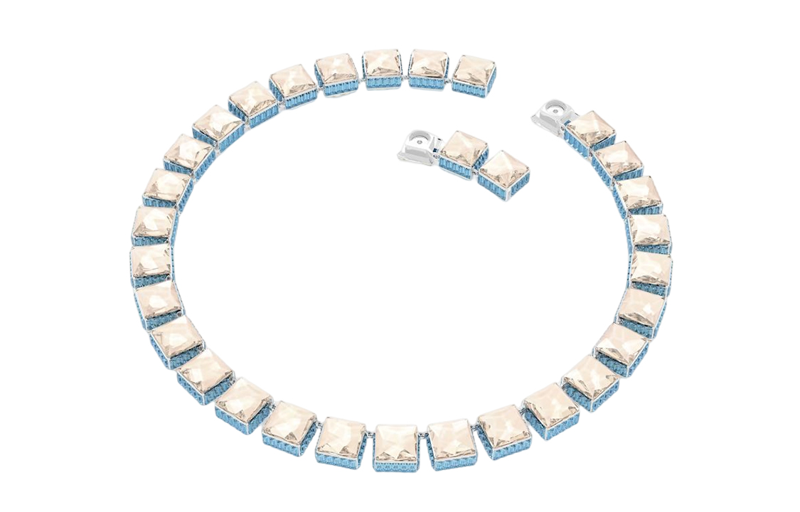 (Women) Swarovski Orbita Rhodium-Plated Necklace with Square-Cut Crystals for Women. 5618252 圖 4