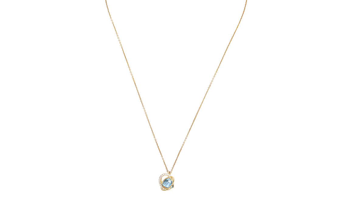 (Women) Swarovski Outstanding Gold-Plated Necklace for Women - Blue Crystal Design. 5455037