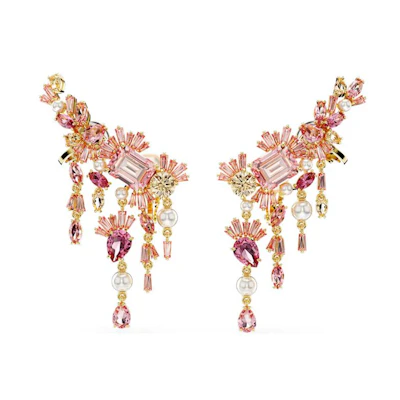 (Women) Swarovski Pink Cubic Zirconia Tassel Crystal Earrings for Women. 5688774