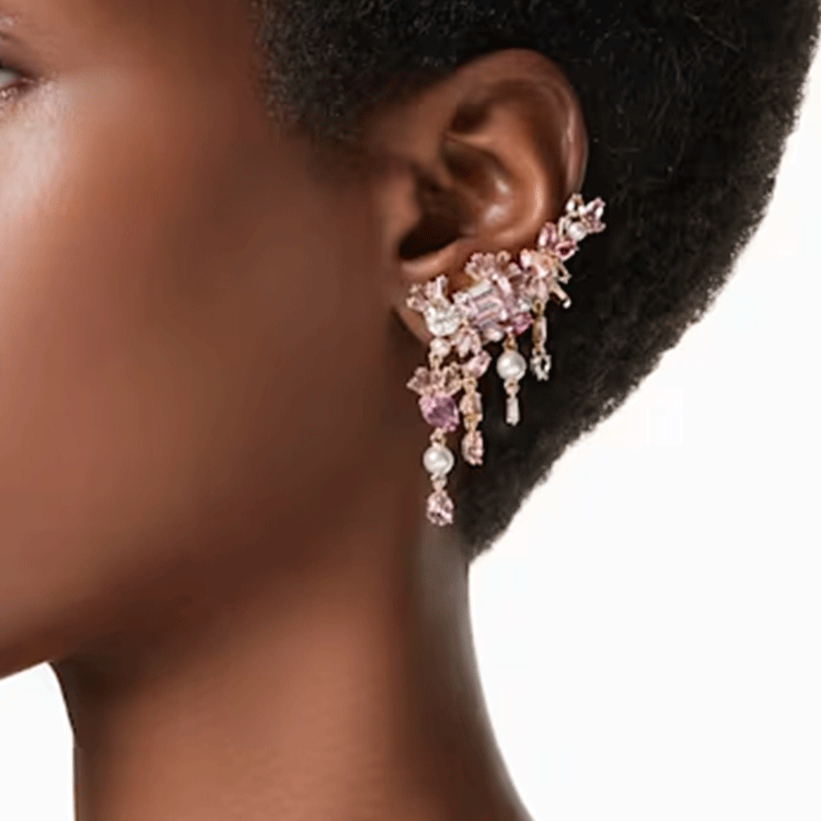 (Women) Swarovski Pink Cubic Zirconia Tassel Crystal Earrings for Women. 5688774 圖 6