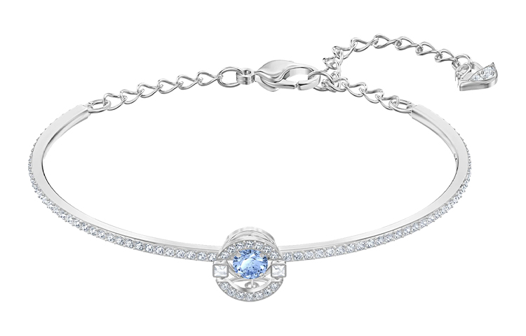(Women) Swarovski Rhodium-Plated Blue Crystal Dancing Heart Bangle for Women. 5515385 圖 2