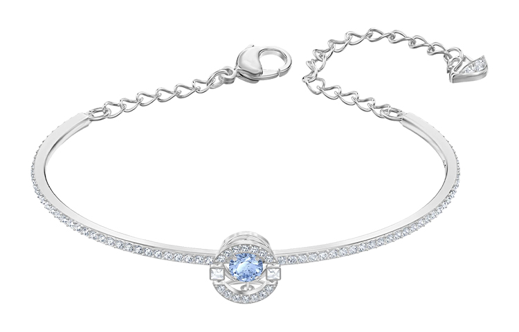 (Women) Swarovski Rhodium-Plated Blue Crystal Dancing Heart Bangle for Women. 5515385 圖 3