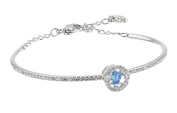 (Women) Swarovski Rhodium-Plated Blue Crystal Dancing Heart Bangle for Women. 5515385 圖 5