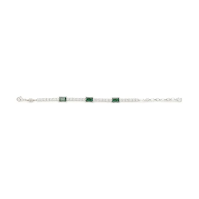 (Women) Swarovski Rhodium-Plated Gem-Decorated Silver Bracelet. 5666422GRERHS