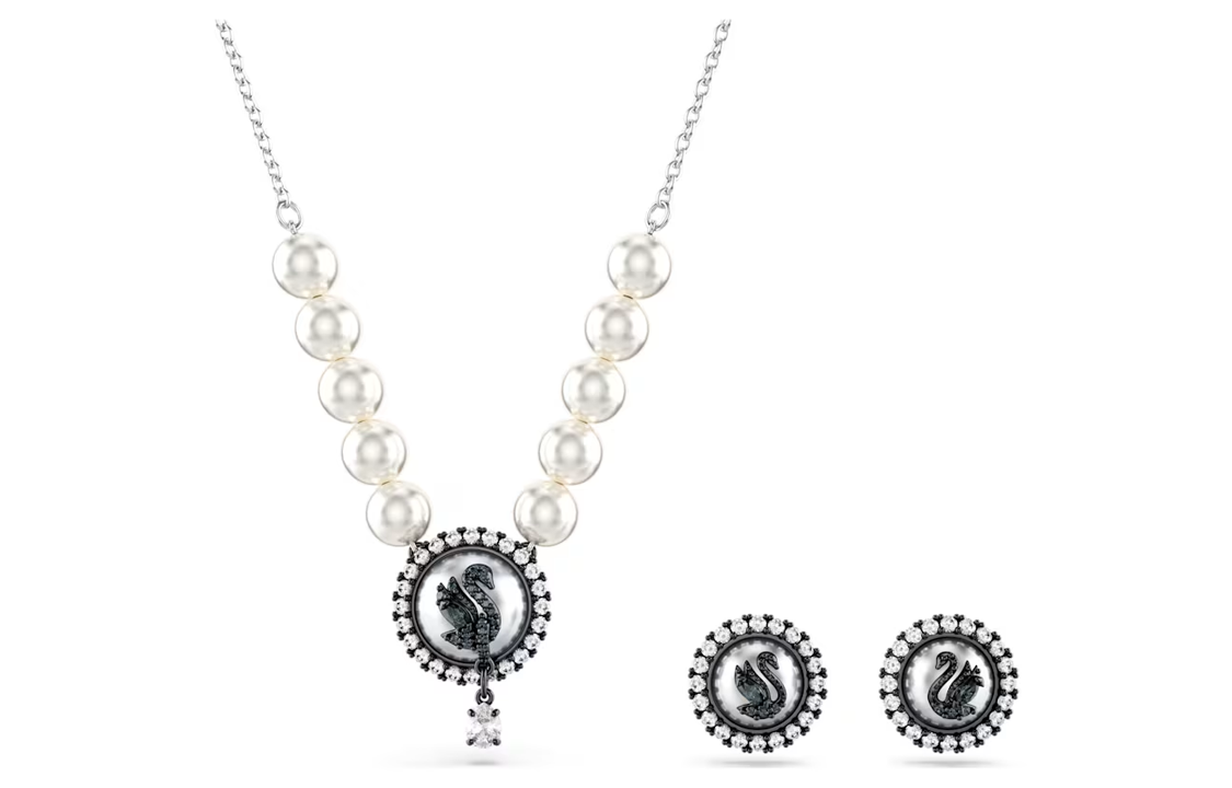 (Women) Swarovski Rhodium-Plated Swan Pendant Necklace for Women - Silver. 5680875