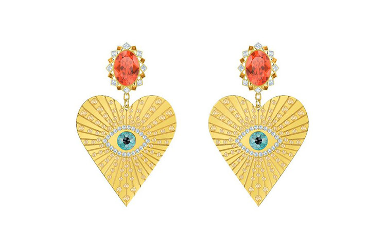 (Women) Swarovski Romantic Heart Fashion Earrings for Women - Gold. 5464131