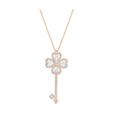 (Women) Swarovski Rose Gold Crystal Key Pendant Necklace for Women. 5345156