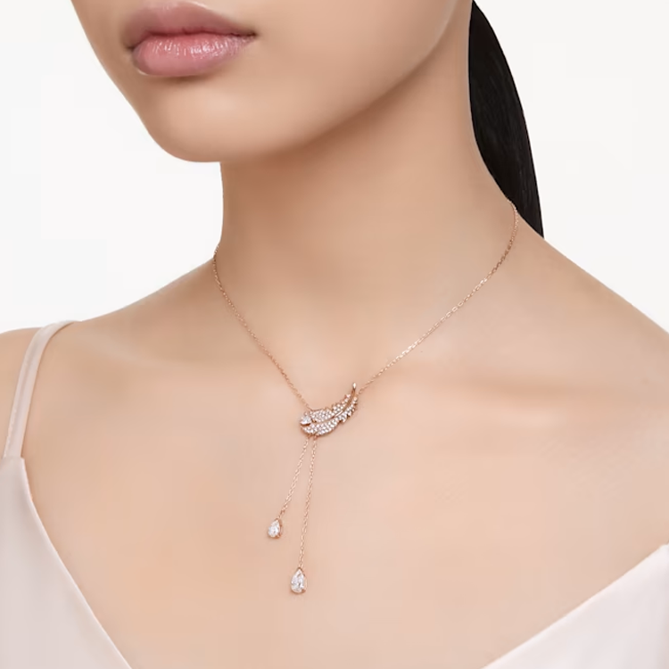 (Women) Swarovski Rose Gold Feather Cubic Zirconia Necklace for Women. 5663485 圖 4