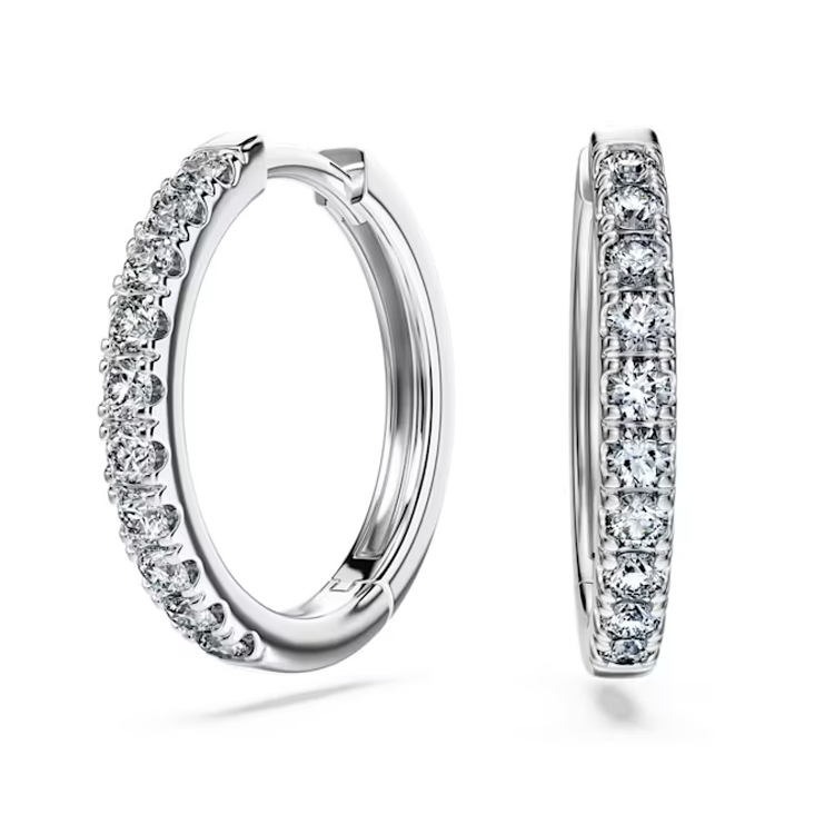 (Women) Swarovski Round 18K White Gold Silver Earrings for Women. 5697775 圖 2