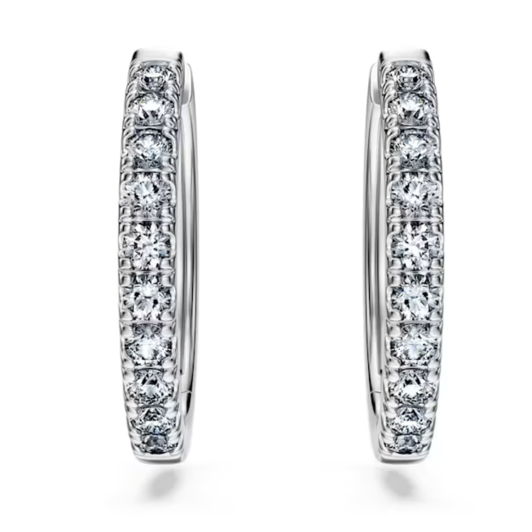 (Women) Swarovski Round 18K White Gold Silver Earrings for Women. 5697775 圖 3