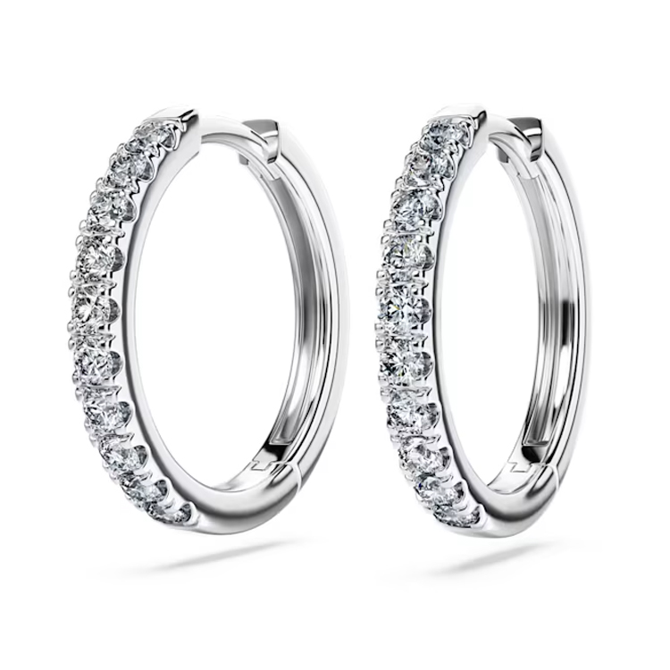 (Women) Swarovski Round 18K White Gold Silver Earrings for Women. 5697775 圖 4