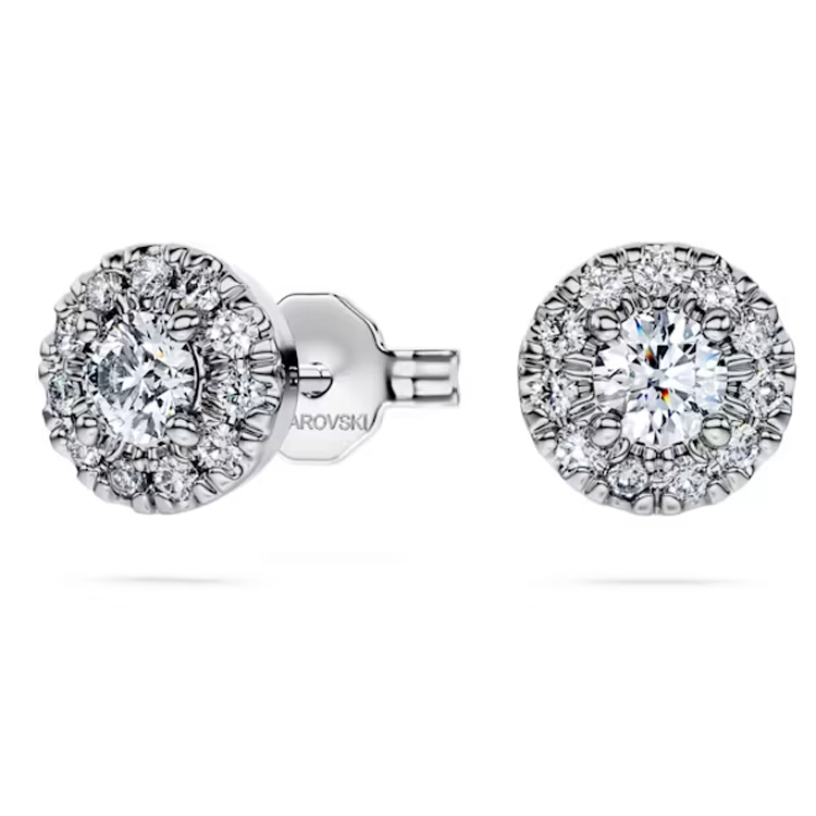 (Women) Swarovski Round Pave Diamond Stud Earrings for Women - Silver. 5697108 圖 3
