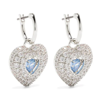 (Women) Swarovski Silver Heart Shaped Crystal Zirconia Earrings. 5680392