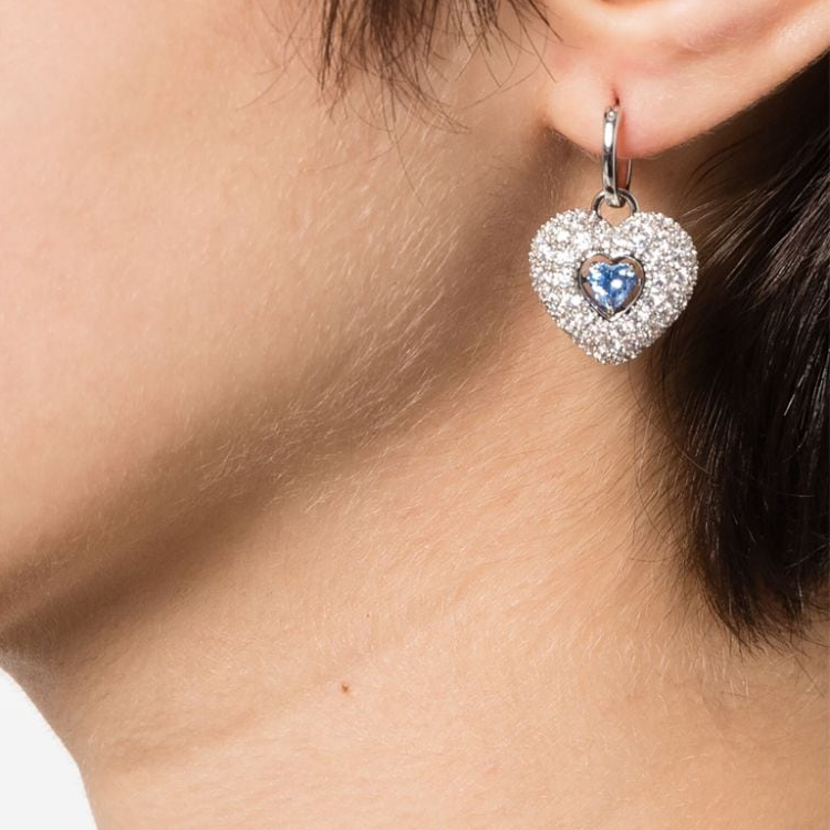 (Women) Swarovski Silver Heart Shaped Crystal Zirconia  Earrings. 5680392 圖 4